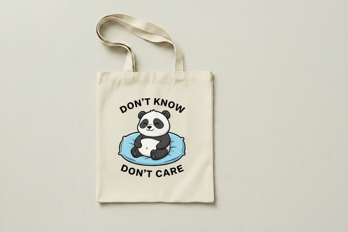 Tote bag PANDA DON'T KNOW DON'T CARE
