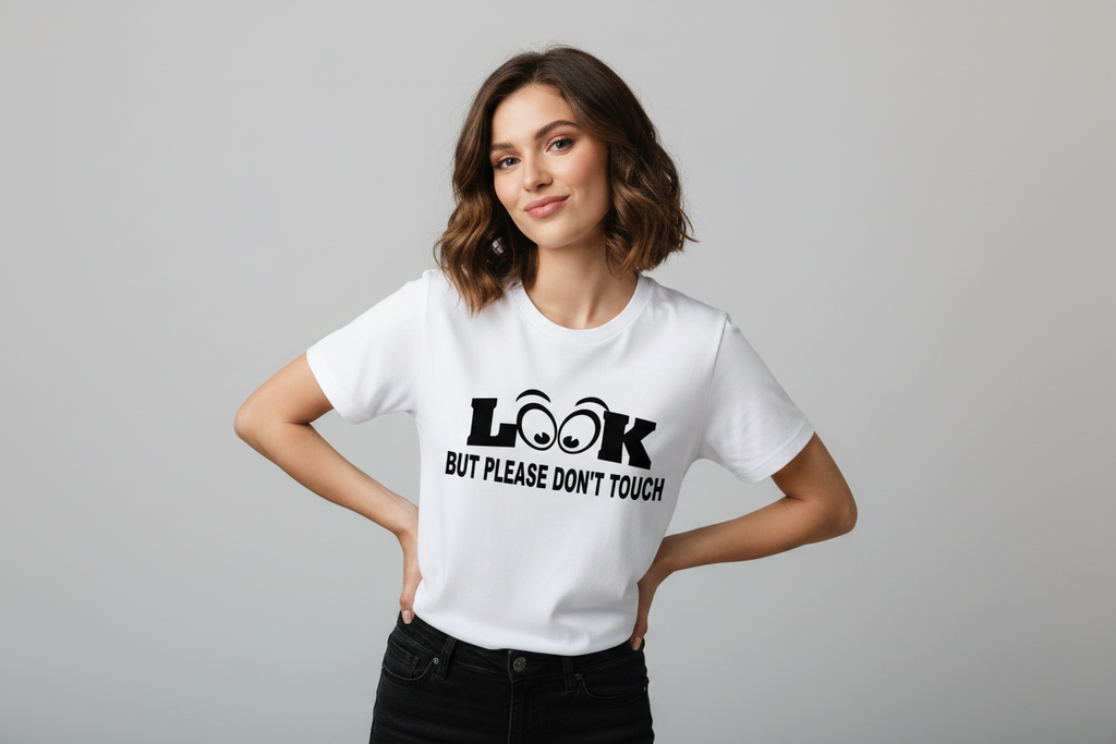 Unisex T-shirt look but please don't touch