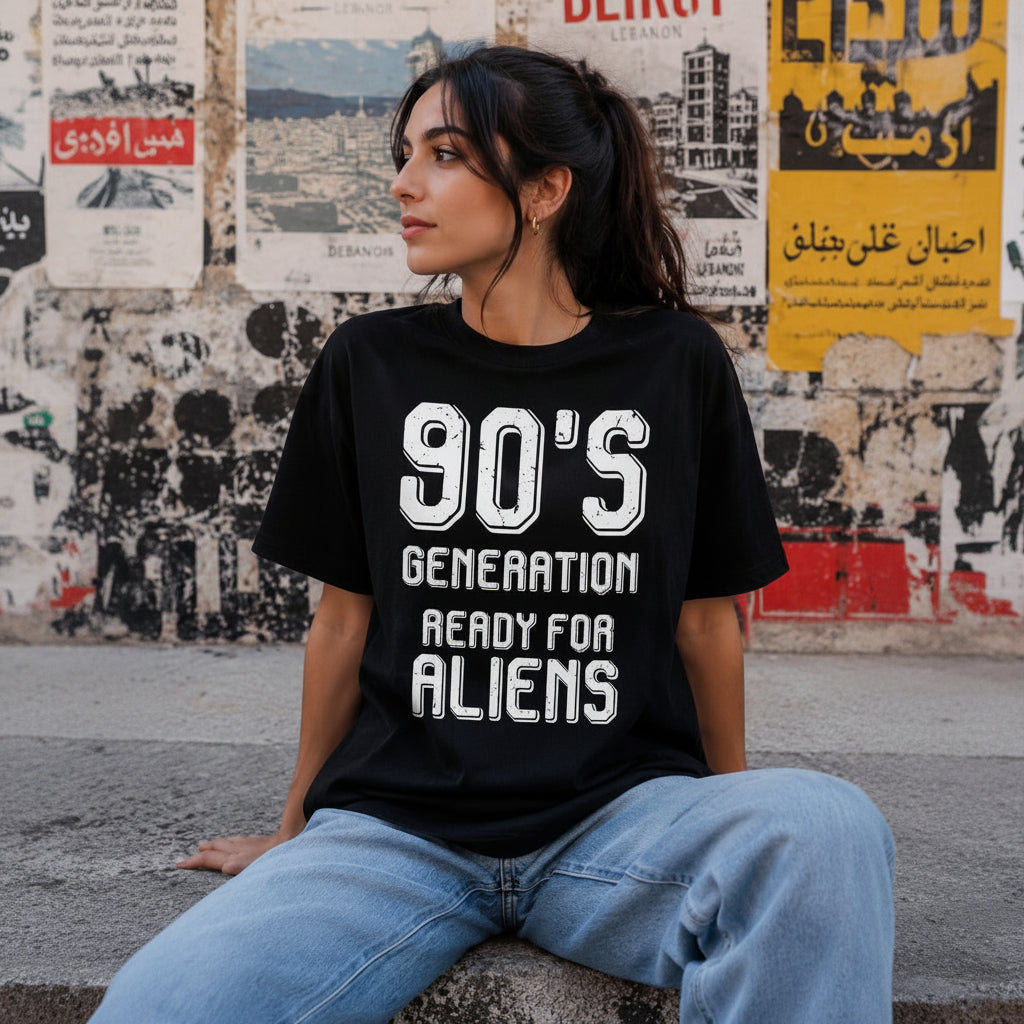 unisex tshirt 90's generation ready for aliens