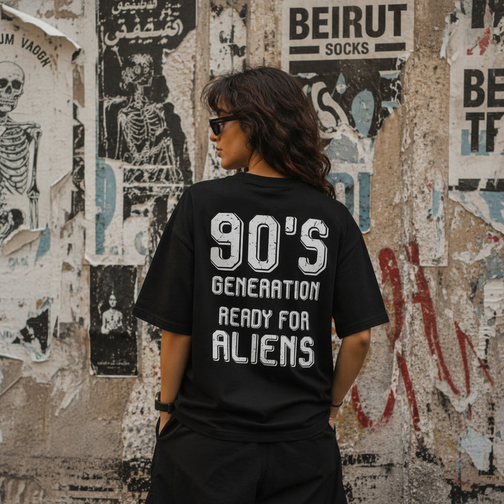 unisex tshirt 90's generation ready for aliens back