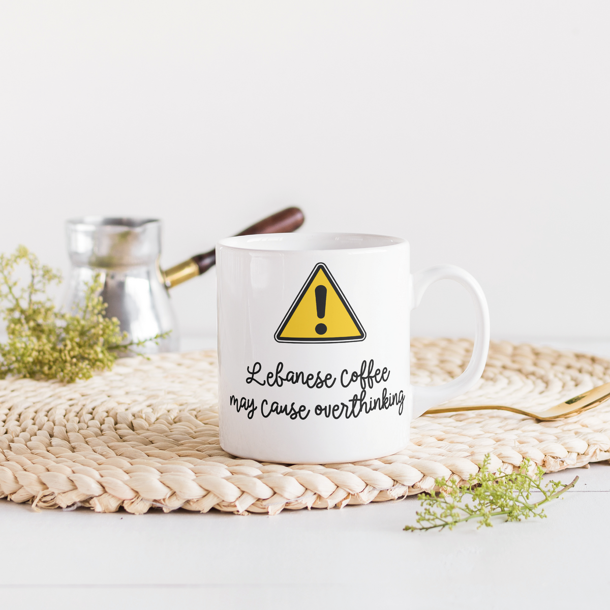 Mug Warning lebanese coffee may cause overthinking